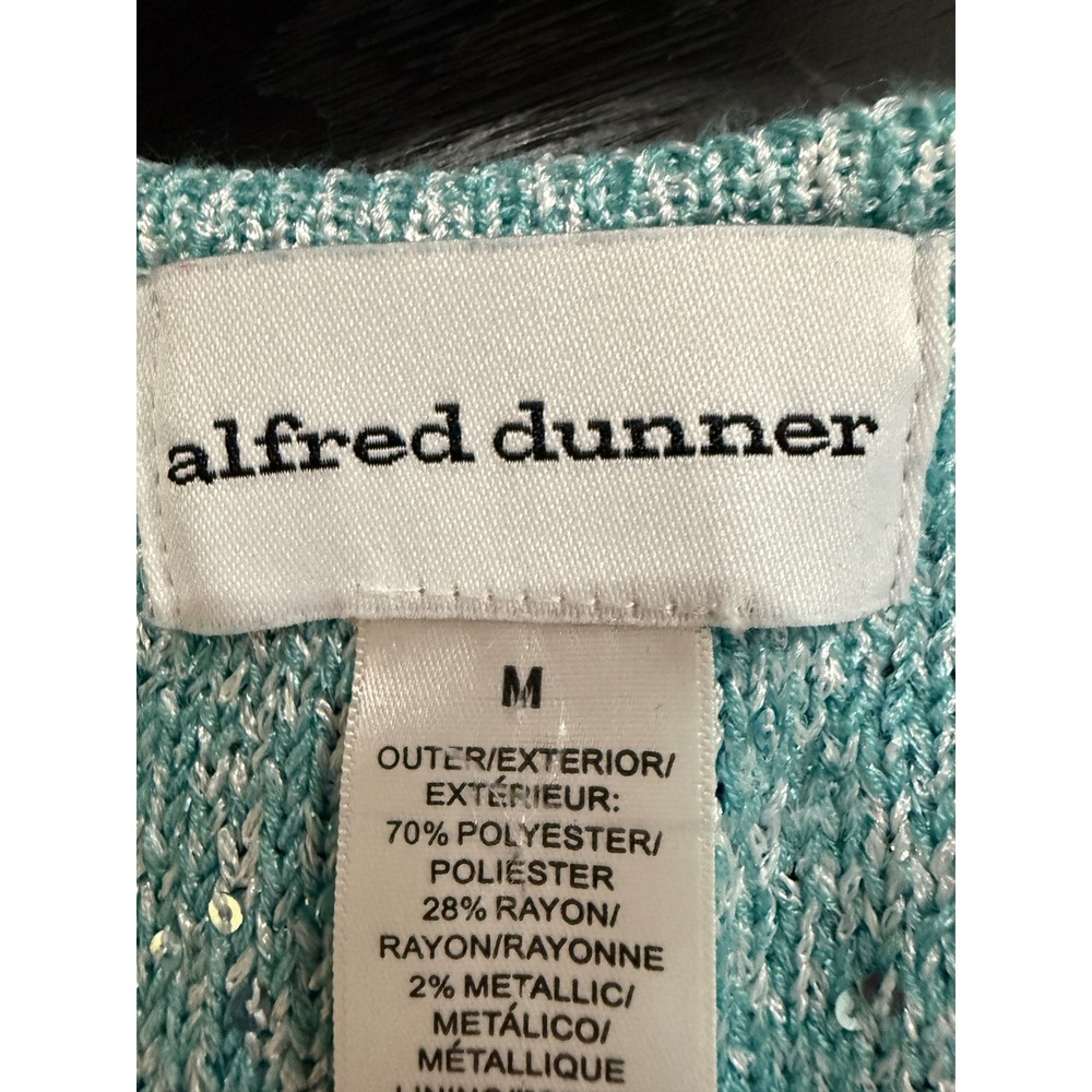 Alfred Dunner W's Aqua Sequin 2 Piece Cardigan and Embellished Tank Set Size M‎ - Picture 4 of 5